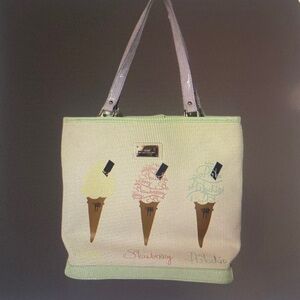 Lulu by Lulu Guinness Womens White Tote Fun Ice Cream Shoulder Bag with Wallet